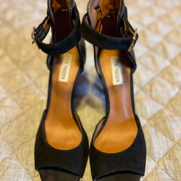 Steve Madden Black Suede Leather Step Out Heels - 8 - Picture 7 of 10